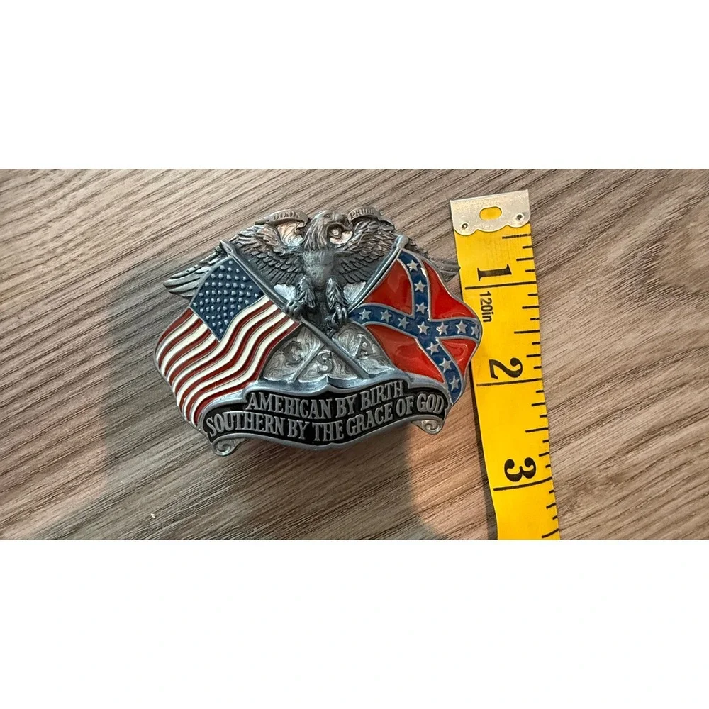 Vintage 1987 Siskiyou Belt Buckle American By Birth Southern By Grace Of God
